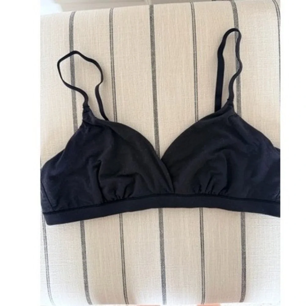 Skims Triangle Bralette everybody Black Unlined Bra Adjustable Straps Womens XL